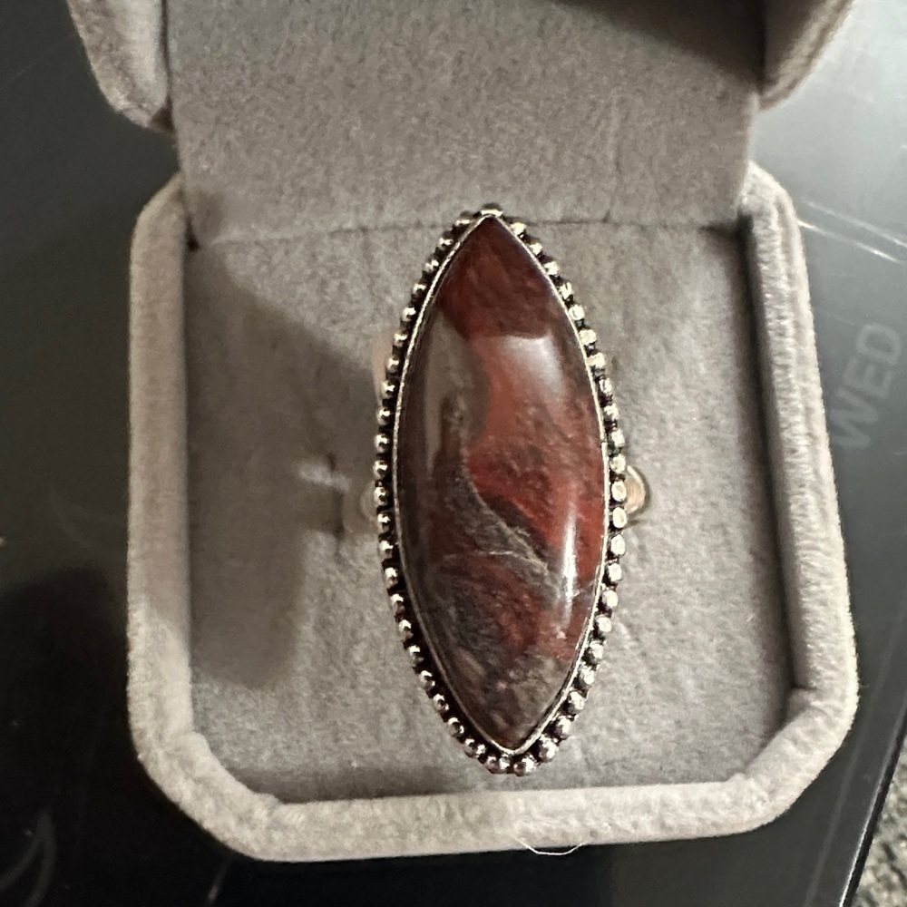 Sterling Silver Marquise Red Jasper Statement Ring - Women Jewelry Size 9.5